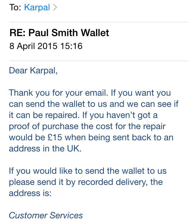 kagesin's tweet photo. @PaulSmithDesign £15! Great customer service. I'll stick to my 5 yr old @DIESEL wallet. Sorry I ever left u @DIESEL. http://t.co/mIDbUa4Uw1