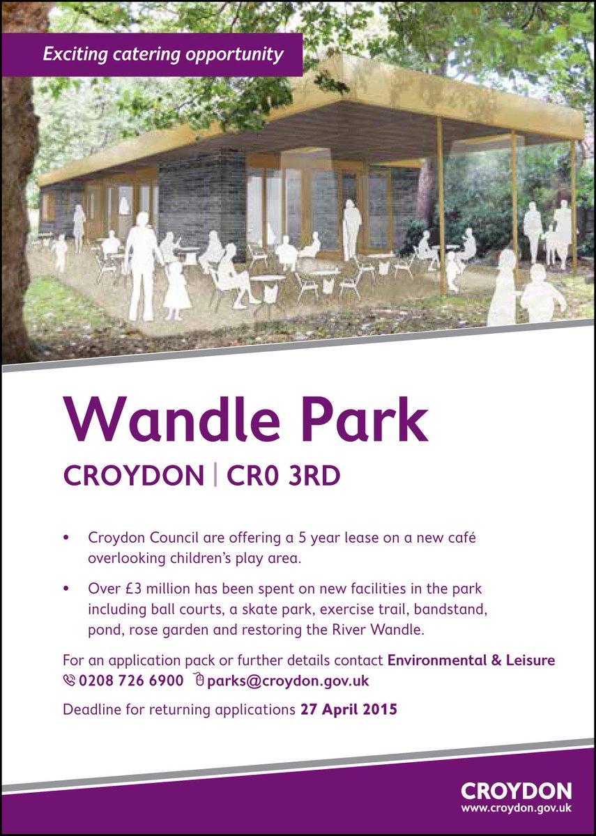 VincentLacovara's tweet photo. MT @WandlePark: Cafe Opportunity in @WandlePark ! Contact parks@croydon.gov.uk http://t.co/9t2MPYfktY @wandlevalley @Wandle_Trust