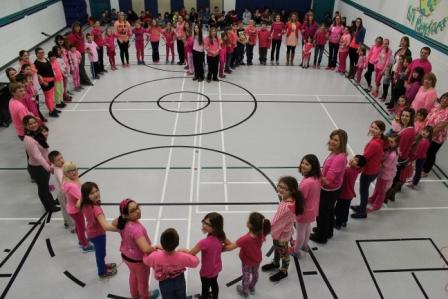 olcsprin's tweet photo. OLCS celebrates #dayofpink to promote #respect for all! So proud of my student leaders' #WEDayteam! @mbteachers http://t.co/orEbtIcT66