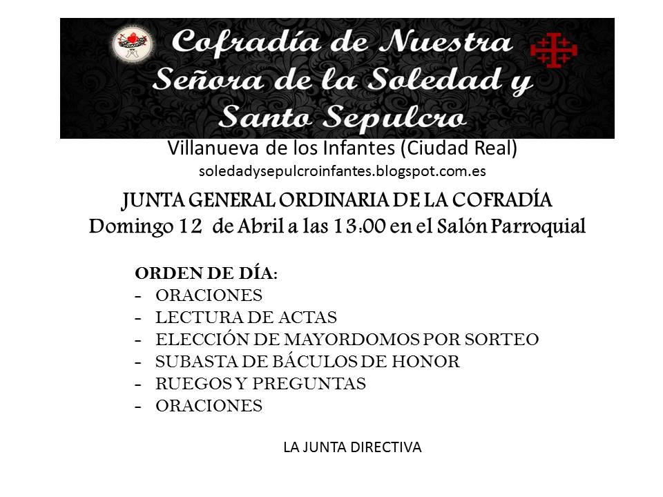 SoledadSepulcro's tweet photo. Junta General Ordinaria, Domingo 12 de Abril en el Salón Parroquial http://t.co/1Svz6pDihw