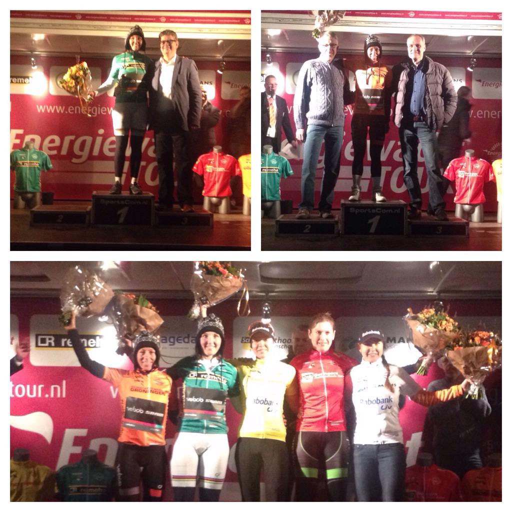 velocioapparel's tweet photo. The podium from @ewachttour prologue #EWT15 @LisaBrennauer @trixiworrack http://t.co/pa1QxsFr0z