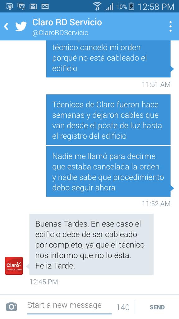 jmlread's tweet photo. La forma que @ClaroRD atiende a sus clientes, imaginó que el "Feliz tarde" es un "váyase a la mierda"  @IsaacRamirez http://t.co/LfRXmfCPxB