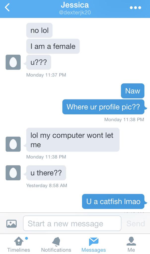 vSavages's tweet photo. When you find out she's a catfish 🐱🐠 ft. @dexterjk20 😂 http://t.co/PMFAckyLX4