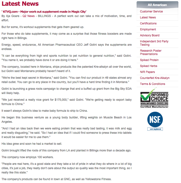 > Click this link and see what is happening at All American Pharmaceutical ---allamericanpharmaceutical.com/news.php