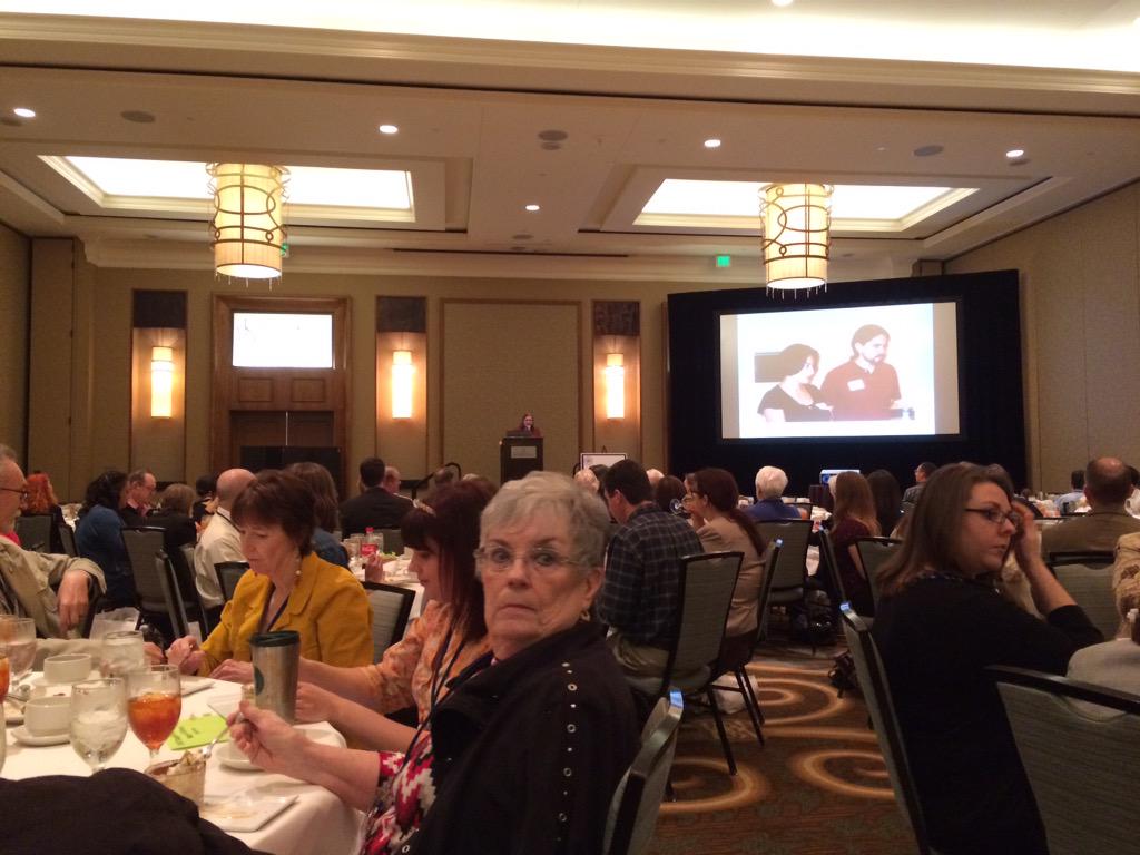 SKSielaff's tweet photo. Opening Luncheon ballroom is packed - Ruth Ann just estimated around 400 in attendance this year at #tam15 http://t.co/OKKbdDXPO9