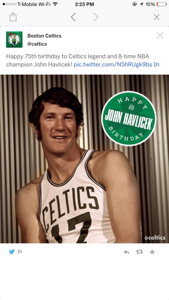 Michael Jordan was great, but did you ever hear about this man. Happy birthday Champ! John Havlicek !!!!! 