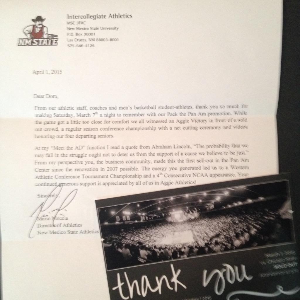dom_monte's tweet photo. @MarioMocciaNMSU THANK YOU!!! #AggieUp #4Pete #MorePeat http://t.co/53ts0AoReJ