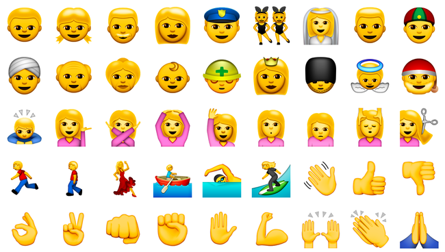 i_am_fabs's tweet image. The default Emoji skin color is now gold-yellow. blog.emojipedia.org/apple-2015-emo… #ios8_3 #osx10_10_3