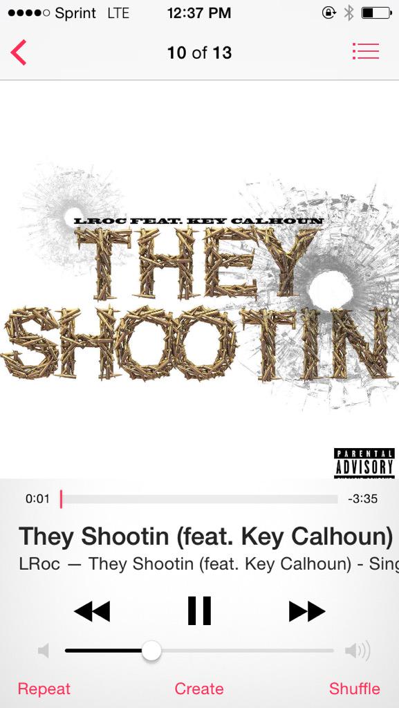 CURRENTLY 🎧🎧🎧🎧 @lroc_ggmg @keycalhoun #TheyShootin #iTunes #Spotify #GooglePlay #AllThat #GrittyGang #EBE 🔥🔫🔥🔫🔥🔫🔥