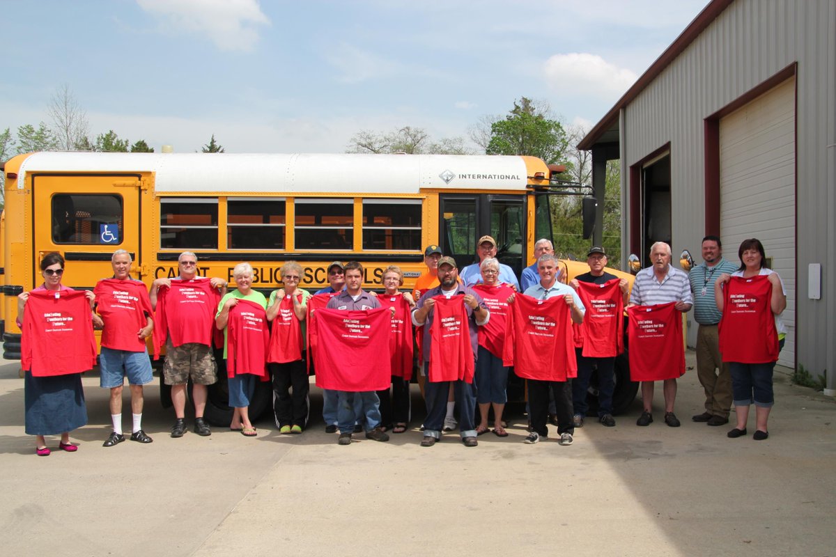 .@JeffcoatHarold Thank you to the Cabot Panther Foundation for providing t-shirts for our transportation department.