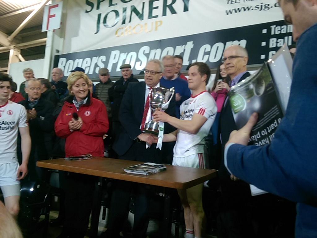 TyroneGAALive's tweet photo. Kieran McGeary collects the Irish News for Tyrone for the first time since 2006 @KieranMcG94 http://t.co/cAdO8Kk81P