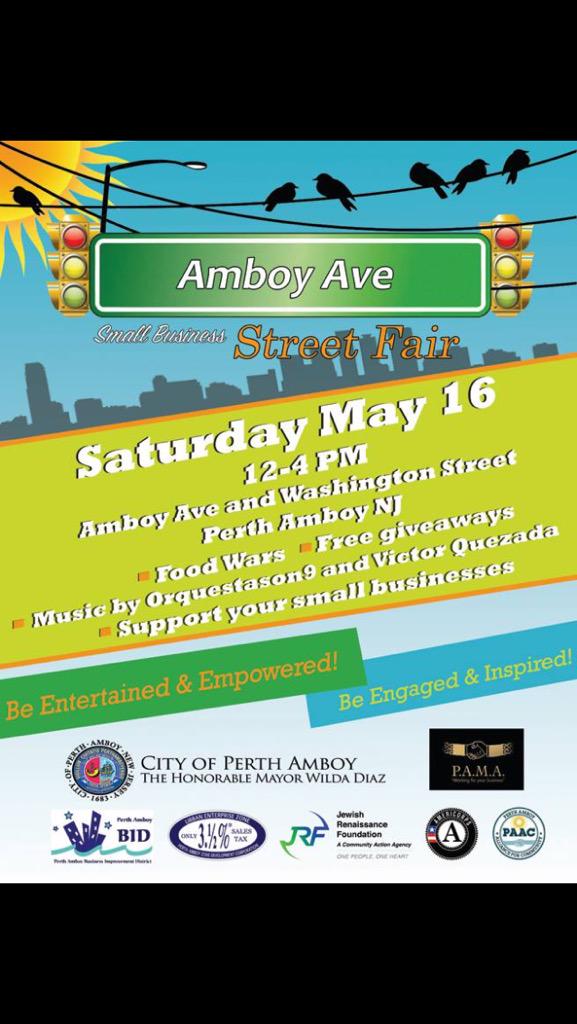 Support small business! Come down to the Amboy Ave street fair on May 16, from 12pm to 4pm #perthamboy #njfair