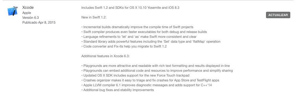 Apple_Coding's tweet image. Xcode 6.3 liberado en el Mac App Store. ¡Bienvenido Swift 1.2 al mundo real! Un gran salto. #swiftLang #swift12