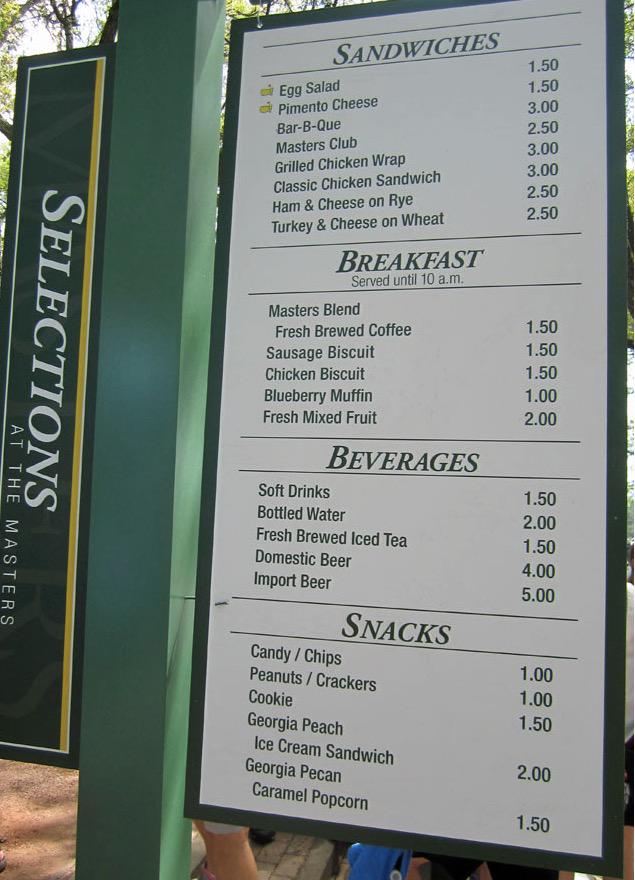 The Masters menu (from @sportswcoleman)