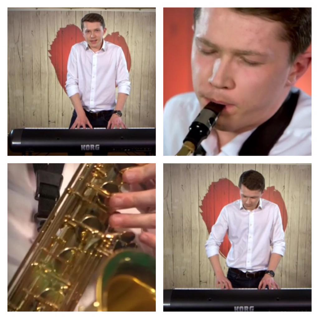AuntiePegg's tweet photo. Playing with his organ and blowing his trumpet! #firstdates http://t.co/e3Gwlv6Y3V