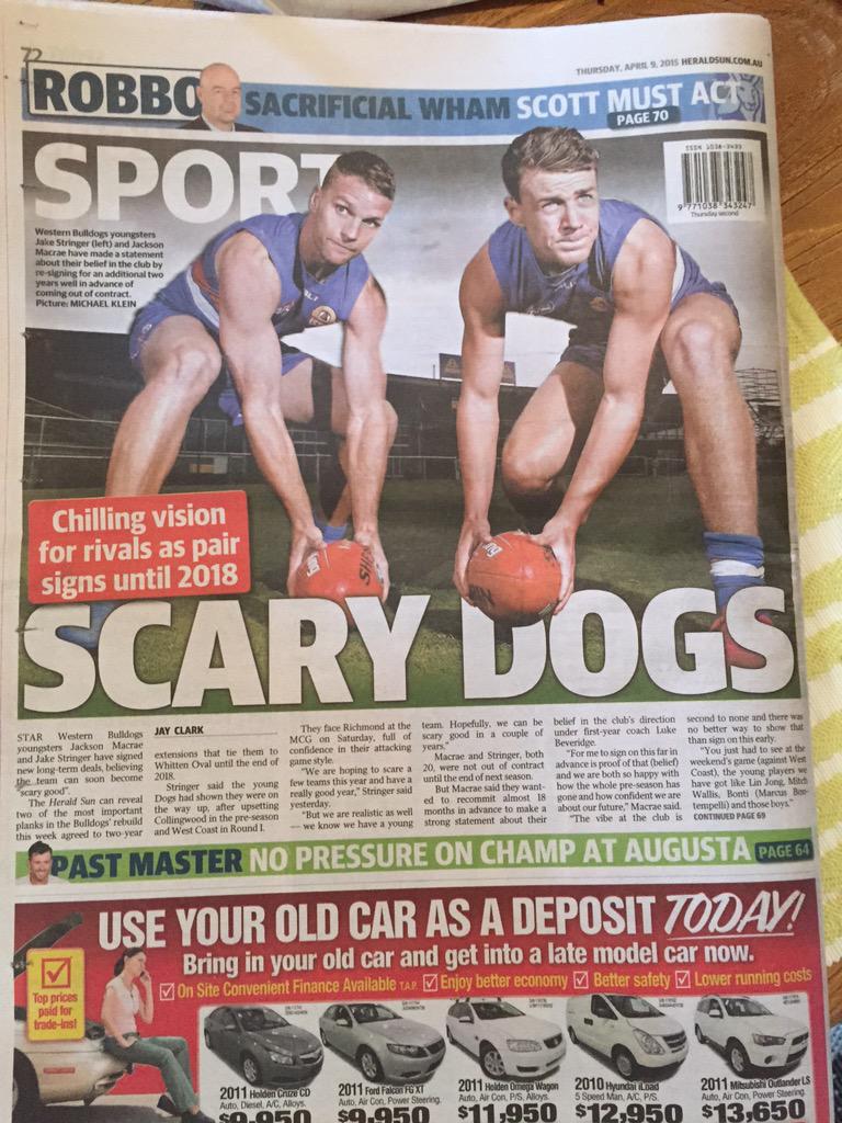 ClarkyHeraldSun's tweet photo. He laid belly down in the rain to take this great pic @kleinyheraldsun 
Looking good @JacksonMacrae &amp; @JStringer9 http://t.co/Gi3w9oeoVK