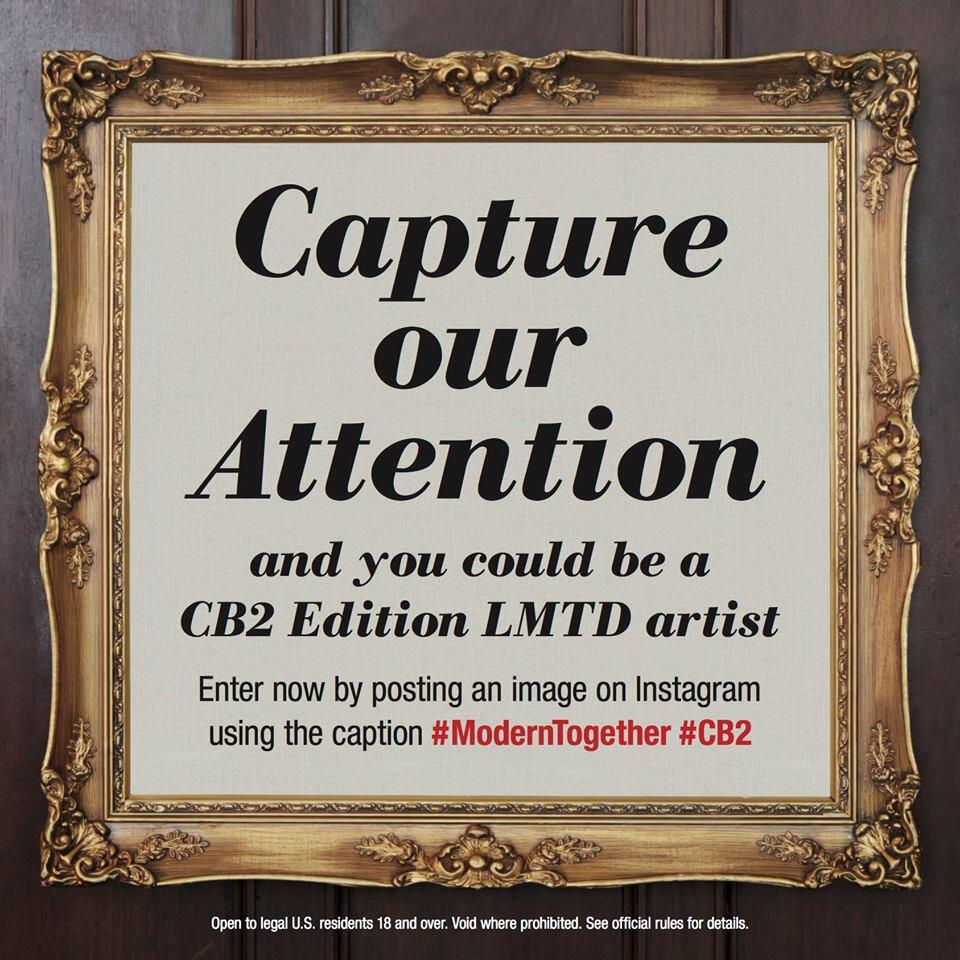 CB2's tweet photo. Be a #cb2editionLMTD Artist! See Official Rules for details. #moderntogether #cb2 http://t.co/AruFxeOI2q http://t.co/2uYjwahO8D