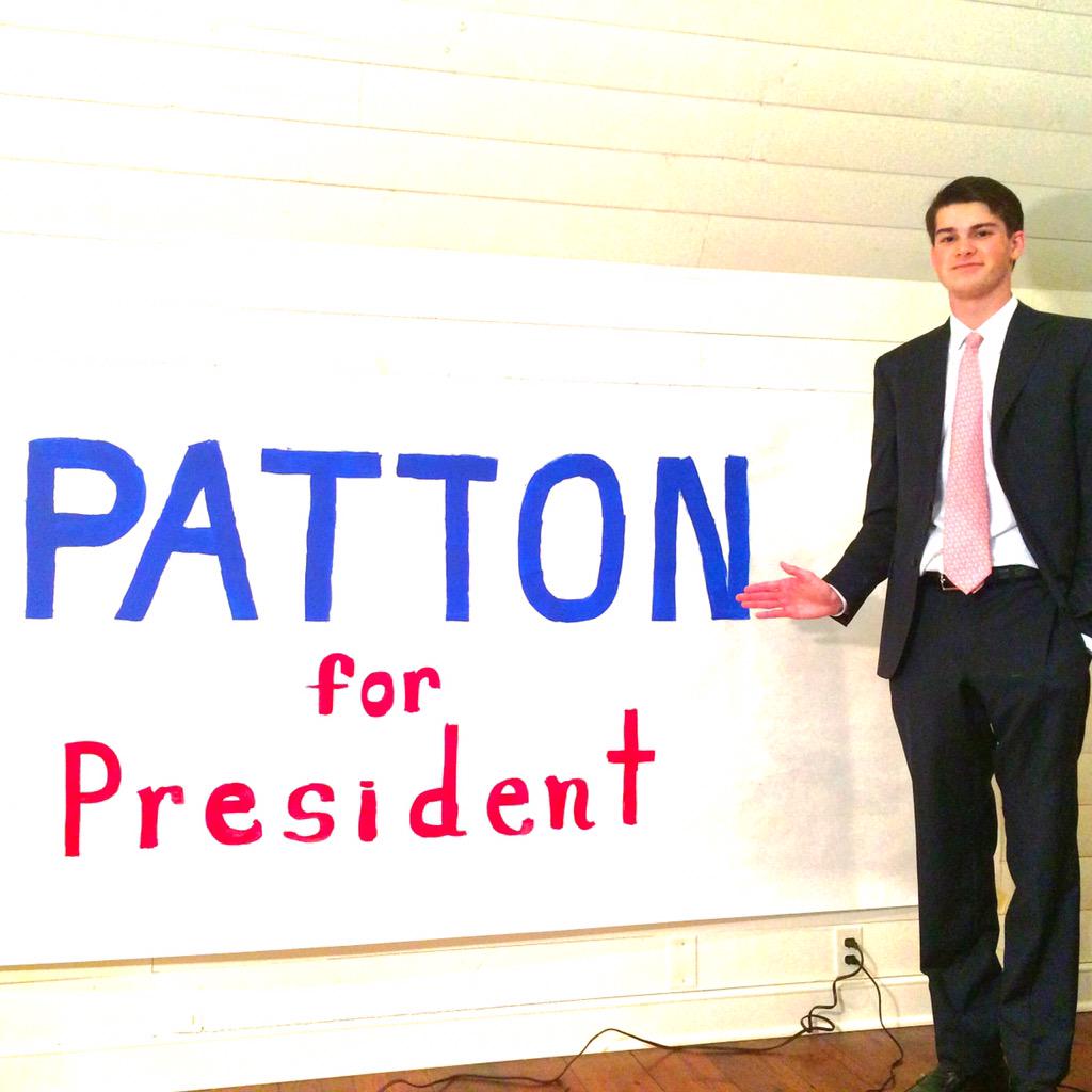 luke_wilfong's tweet photo. His smirk is on point, and so would his Presidency. I encourage you all to #VotePatton http://t.co/55eEzVYr8A