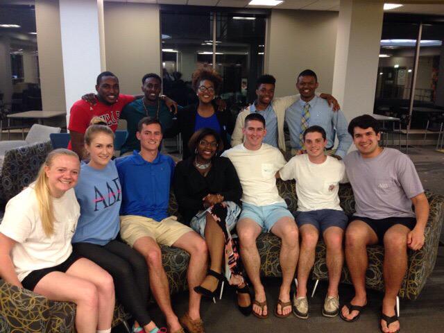Vandy_PIKES's tweet photo. PIKEs supporting NPHC week at Vanderbilt. President Nigel leading by example. #VandyPIKES #NPHCWeek #VandyGreekLife http://t.co/VU0PYwVx2m