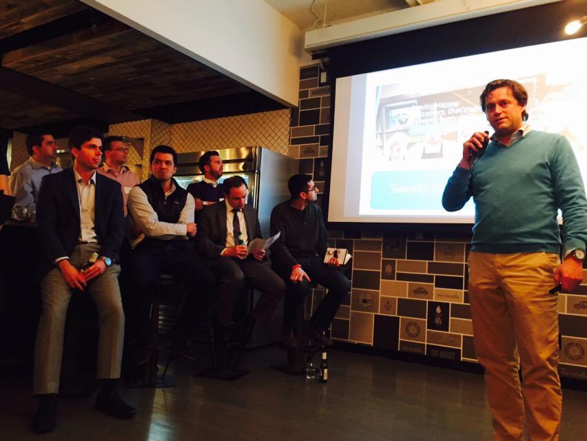 HollandFinTech's tweet image. Now on stage in front of our panel and crowd of 100 people: @bjaspers @Sweebr #Netherlands2NY at @WeWorkNY #fintech