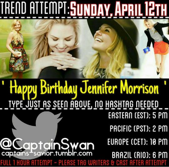 This Sunday to Celebrate Jennifer Morrison s Birthday on message! 
>>> Happy Birthday Jennifer Morrison <<< 