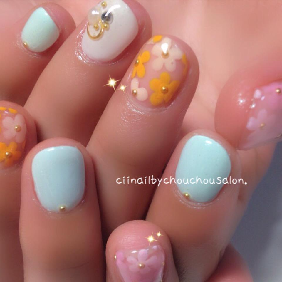 ciinail's tweet image. フラワー╰(*´︶`*)╯♡

#ネイル