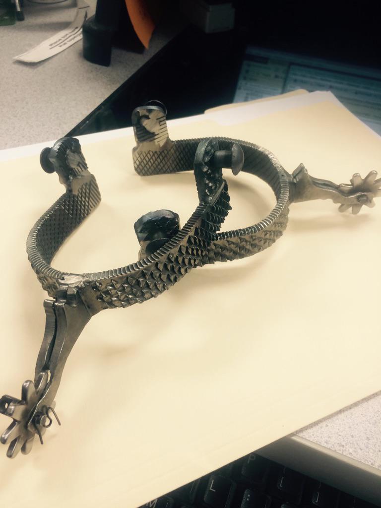 BransonPirates's tweet photo. Check out these awesome rasp spurs made by Clayton Curtis, Gabe Rabideau &amp; Zach Cesar in Ag class! Great job guys! http://t.co/VxMHNEwtTM