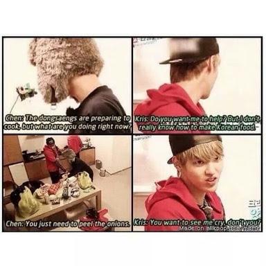 healedunicorn's tweet photo. Kris assuming Chen wants him to cry. π #exothrowback http://t.co/tnYw626IPI