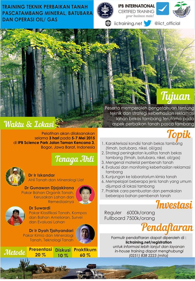 Mine Reclamation Training focusing on Soil Fertility Improvement
iictraining.net <a href="/HMTPftunp/">HMTP FT-UNP</a> <a href="/HMTP_UVRI/">HMTP UVRI MAKASSAR</a>