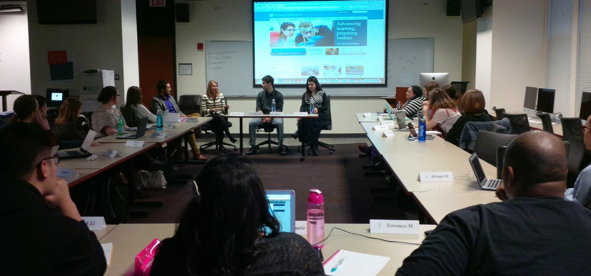Culpwrit's tweet photo. Thanks @CMNDePaul alums @jengladstone @John_Dangles @robarredondo @lins_marie--a great panel for my leadership class. http://t.co/vWAE01yVF2