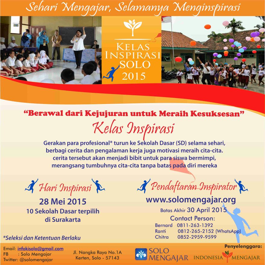 Oprec Kelas Inspirasi 2015 Solo. <a href="/KlsInspirasiSOC/">Kelas Inspirasi Solo</a> <a href="/SoloMengajar/">Solo Mengajar</a> #GoestoKIS2015