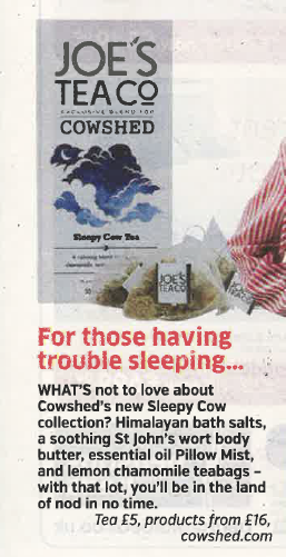 cowshedonline's tweet photo. Look who made The Hot List in today's @MetroUK! Hello @JoesTeaCo Sleepy Cow Tea! http://t.co/ASR6RDfgpl #SleepyCow http://t.co/RNd6IjHuuW