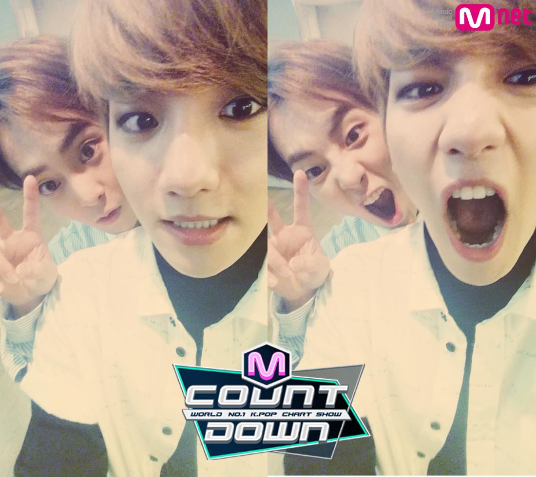 MnetMcountdown's tweet photo. 이 정도는 해줘야 셀카!! 표정이 살아~있네! #엠카운트다운 트위터 빛내 줄 #EXO #백현 #시우민 군의 셀카! 나른해 지는 오후~요요 사진보고 힘내시고 오늘 저녁 6시 #엠카 #callmebaby 본방사수! http://t.co/DnhOfqVGJA