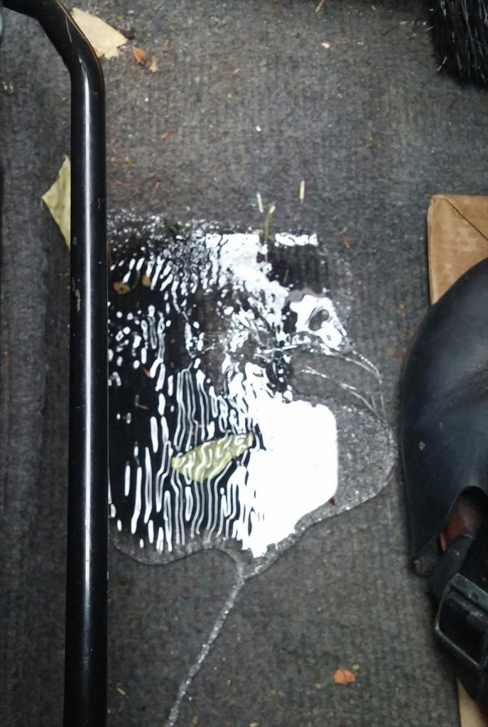 thesugarchef's tweet image. Any suggestions for getting this glucose off the floor of my car? And on a rainy, windy night... #fml #pastryproblems