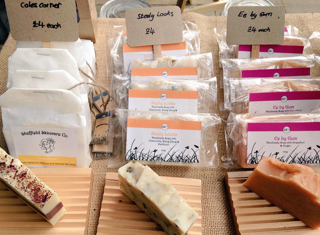 . @sheffskincareco products looking fab in the #Sheffield #WinterGardenPopUp #handmade #soap #skincare