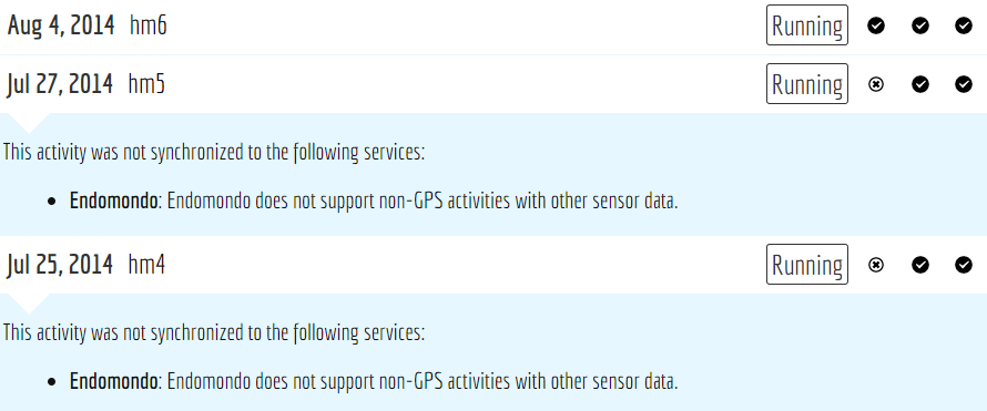 hanorm's tweet image. I just used @tapiriik to upload from GC to endo,but get this error. How do I fix this (same equipment every workout)?
