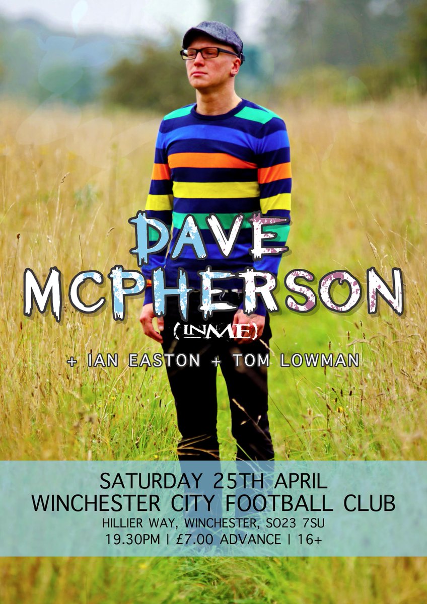 <a href="/tweetwinchester/">Tweet Winchester</a> DAVE McPHERSON (of <a href="/inmeofficial/">InMe</a>) is live in #winchester Sat 25th April! Tix: mirrormanshop.bigcartel.com/product/dave-m…