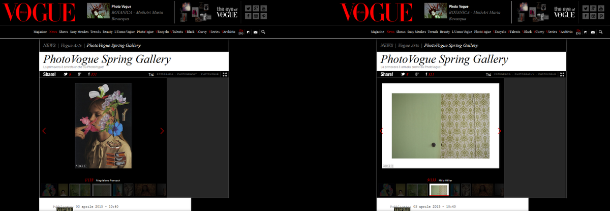 PhotoMilly's tweet image. Featured in #PhotoVogue Spring Gallery on Vogue.it!!! Massive thanks @AlessiaGlaviano and @ChiaraNonino #'photomilly