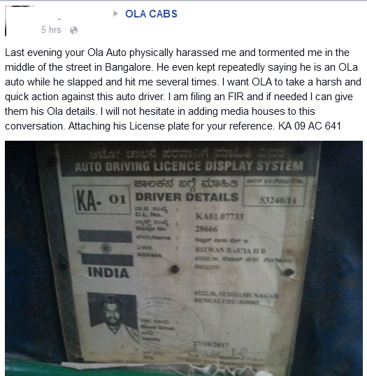 KejruWall's tweet photo. Bangalore Girl Harassed by Ola Auto Driver ...
@Olacabs @BlrCityPolice http://t.co/wUhsdV09nZ