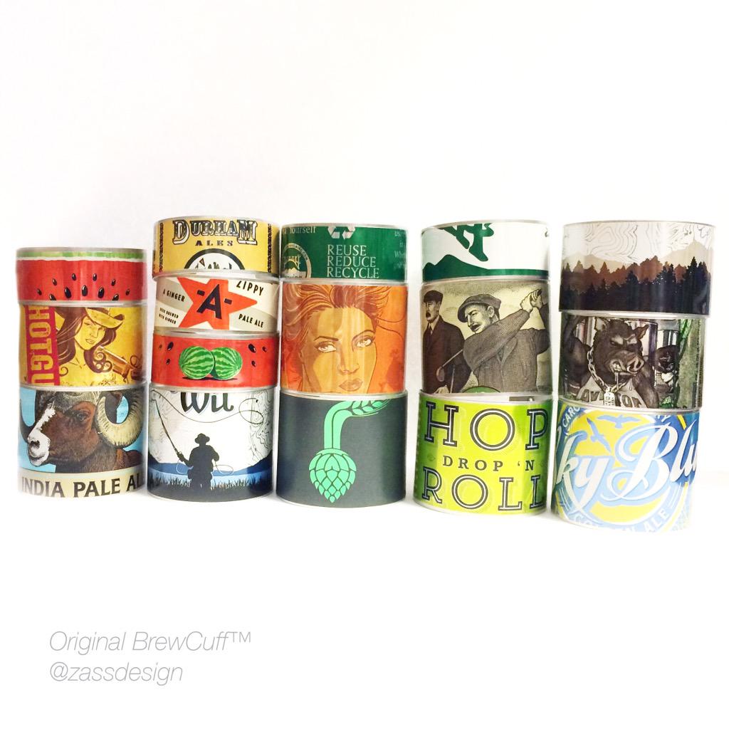 zassdesign's tweet photo. Stacking #brewcuffs on this #ThirstyThursday @Brewgaloo #craftbeer #EarthDayEveryDay #ncbeermonth #beercan http://t.co/Mo3TU0cQwz