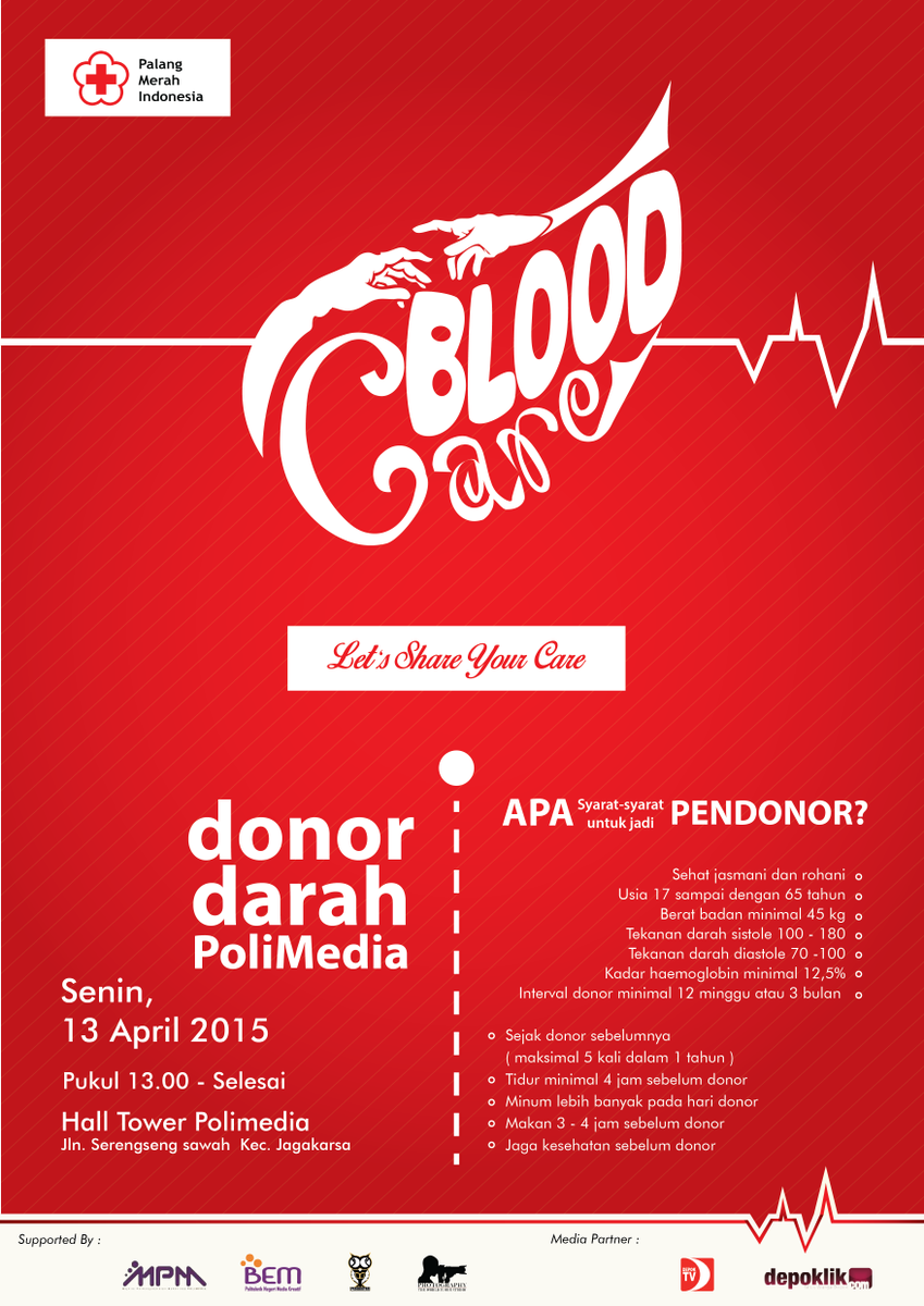 Hi Polimedian
Jgn lupa jaga kesehatannya. Krn bentar lg akan ada Blood Care #2
Donorkan darahmu hdp sehat tiap hr :D