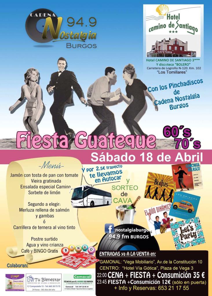 HotelCaminoSant's tweet photo. Sábado 18 de abril ... Fiesta Guateque !!!  No os lo podeis perder ... Os esperamos http://t.co/ktxHfxk2B4