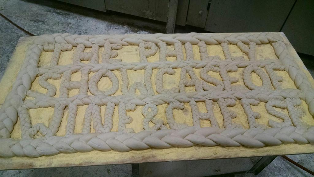 ConshyBakery's tweet photo. Time to bake! Our bread sign for @BGCPhiladelphia Showcase! #tradition #PHLshowcase #philly #custombread http://t.co/cZp1DTVNxk
