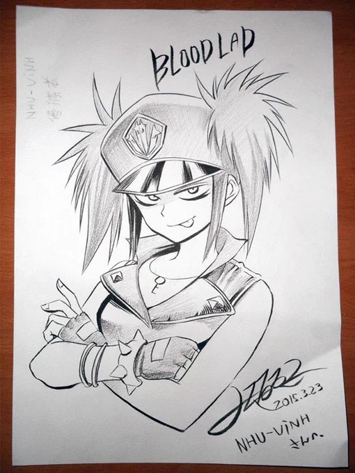 J'ai bien reçu le superbe dessin de @KTPN (Blood Lad) 
ありがとうございます先生! 僕はめちゃめちゃうれしです!
Merci à @Goldengreg et @_FabV ! 