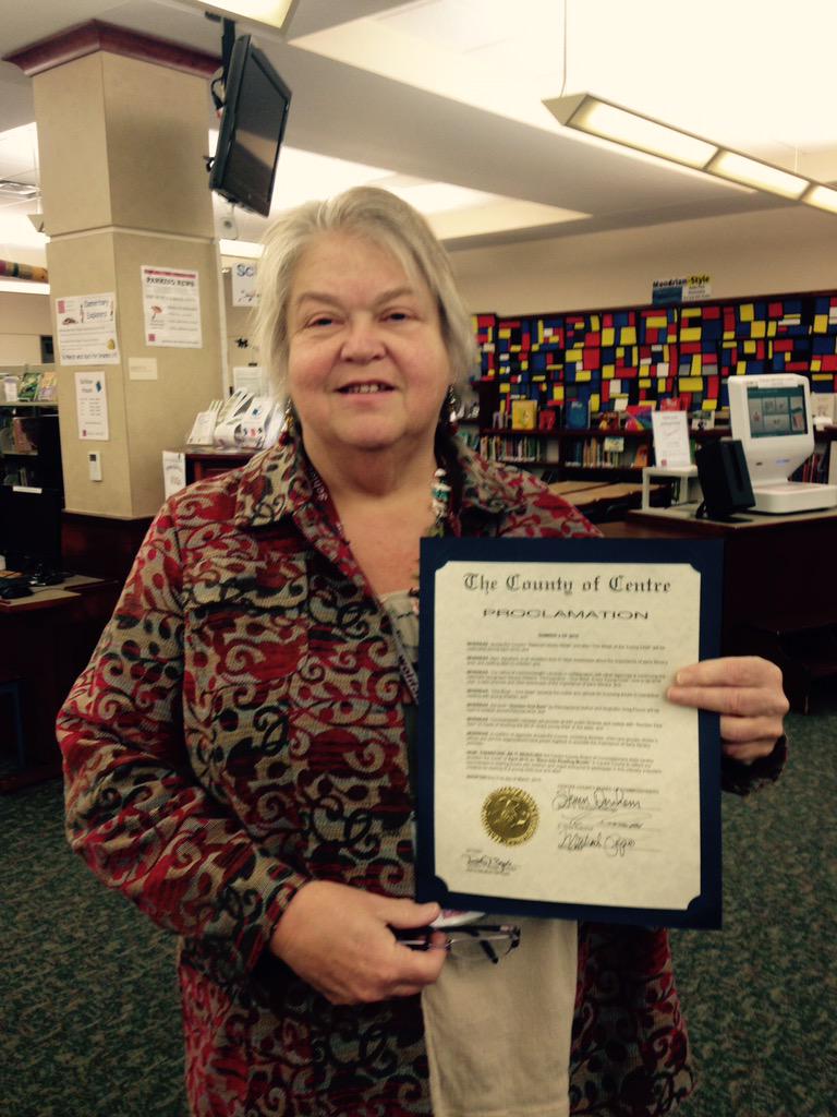 SchlowLibrary's tweet photo. April proclaimed as #RaceIntoReading Month in @CentreCounty_PA! http://t.co/QMtTH8ZdnP @MichaelPipe http://t.co/t0icRheSRz