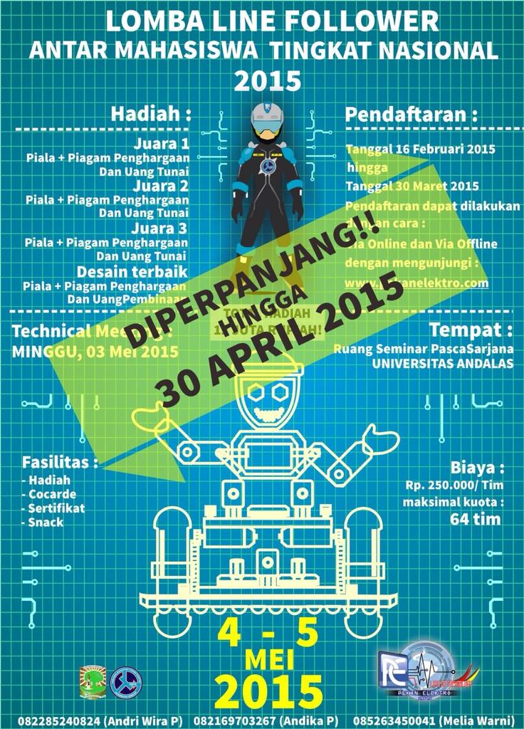 Ayo daftarkan tim-mu di acara "Lomba Line Follower antar Mahasiswa tingkat Nasional" cc: <a href="/HIMATEKTROUHT/">HIMA ELEKTRO UHT</a>