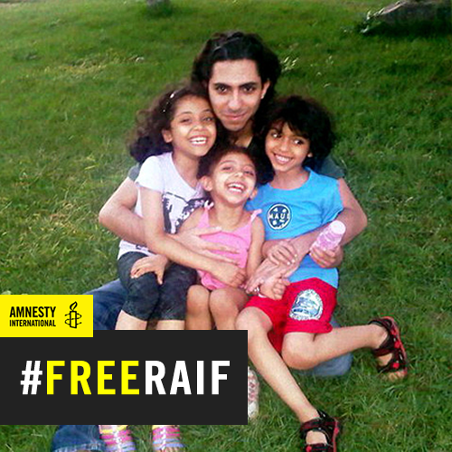amnestyusa's tweet photo. Blogging is not a crime. Freedom of expression is a human right. @SaudiEmbassyUSA #FreeRaif! http://t.co/8Ta4YDCtRd http://t.co/9GxR8HcoON