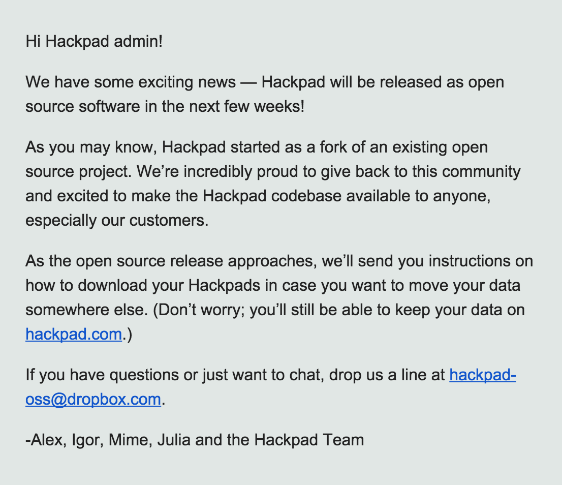 Linschn's tweet image. @hackpad #opensource #hackpad 69 days