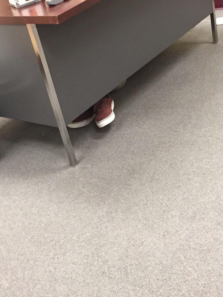 KobyMyxter's tweet photo. Nate's hiding under ms. Ballek's desk #LiveTweet8 @DeeB0516 @natexoxoxoxo http://t.co/HbCkhtgfaH