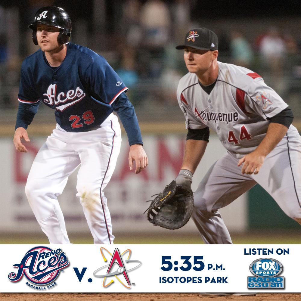 Aces's tweet photo. The Aces season opens today in Albuquerque! 1st pitch @ 5:35 p.m. 6 hrs &amp; counting. Listen on Fox Sports Radio 630 http://t.co/kwCIHmbPs2